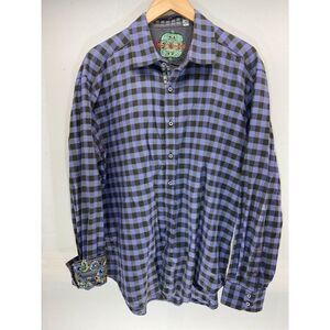 Robert Graham Mens Size 2XL Checkered Print Button up Flip Cuffs Shirt